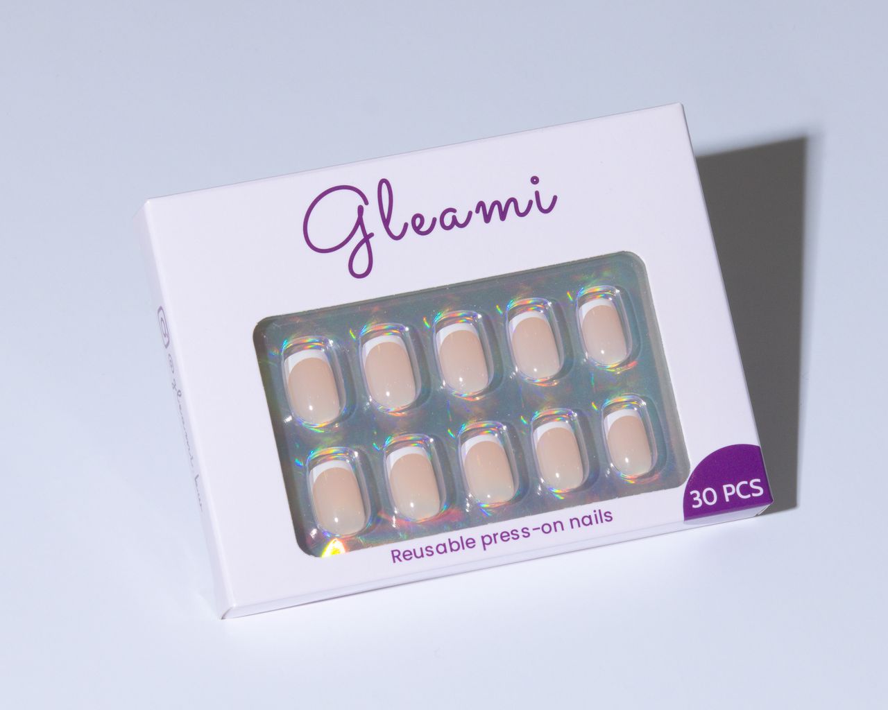 Gleami Blush Frenchie Short Square Press-On Nails