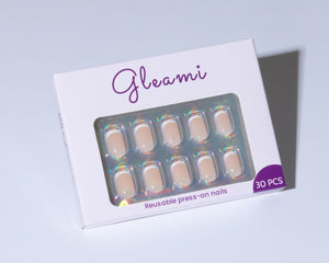 Gleami Blush Frenchie Short Square Press-On Nails