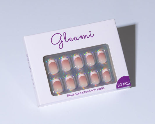 Gleami Peachy Chic Nails Short Square Warm Peach Press-On Manicure