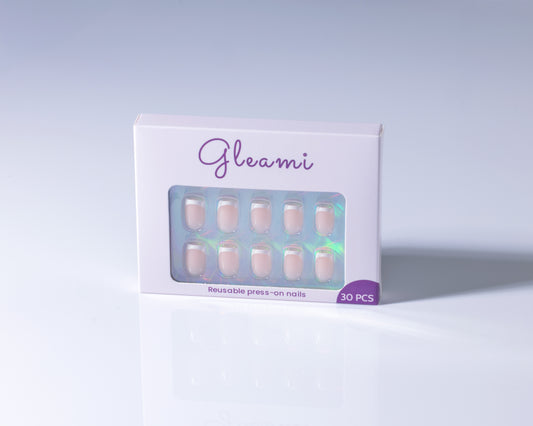 Gleami Blush Frenchie Short Square Press-On Nails